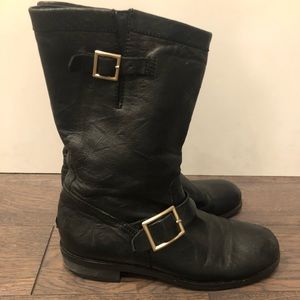 Jimmy Choo black leather riding boot
